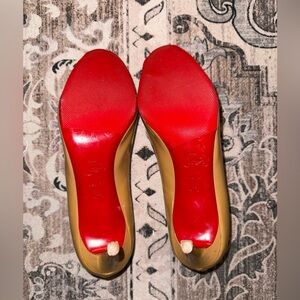 Christian Louboutin Nude Patent Leather Heels Red Bottoms